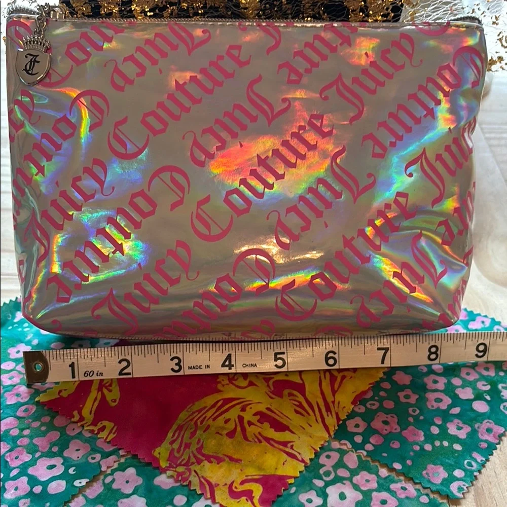 Juicy Couture Iridescent Pink Logo Cosmetic Bag